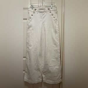 American Eagle Super High Rise White Wide-Leg Pants